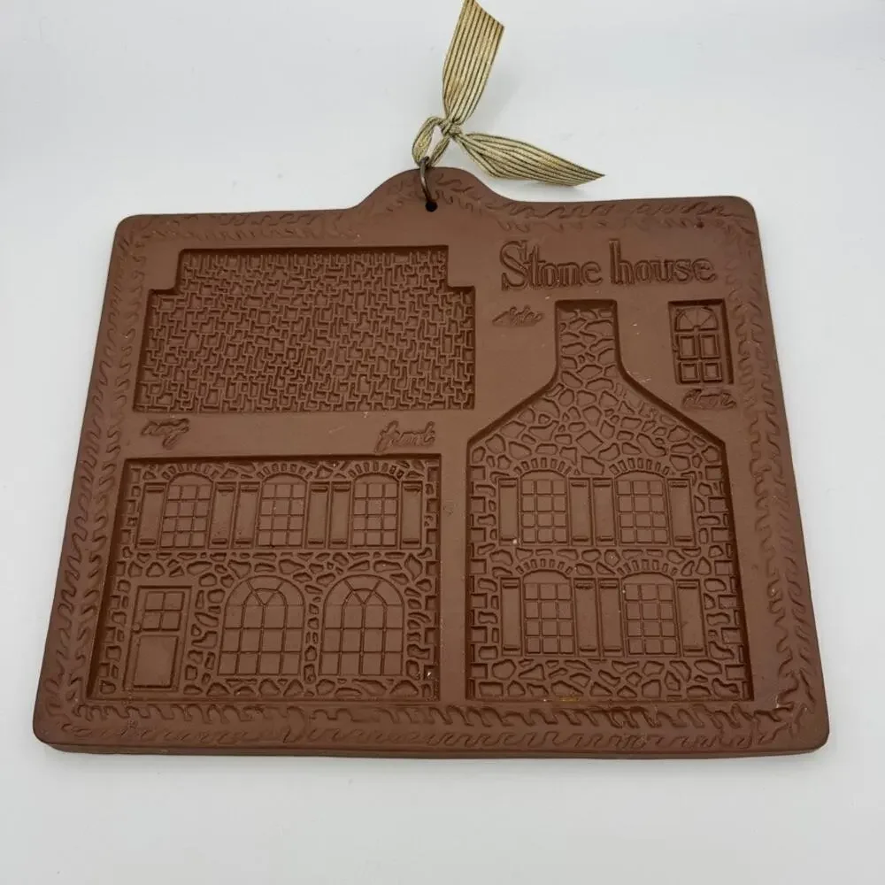 Hartstone Vintage Stone House Gingerbread Cookie Mold Terracotta Wall Hanging